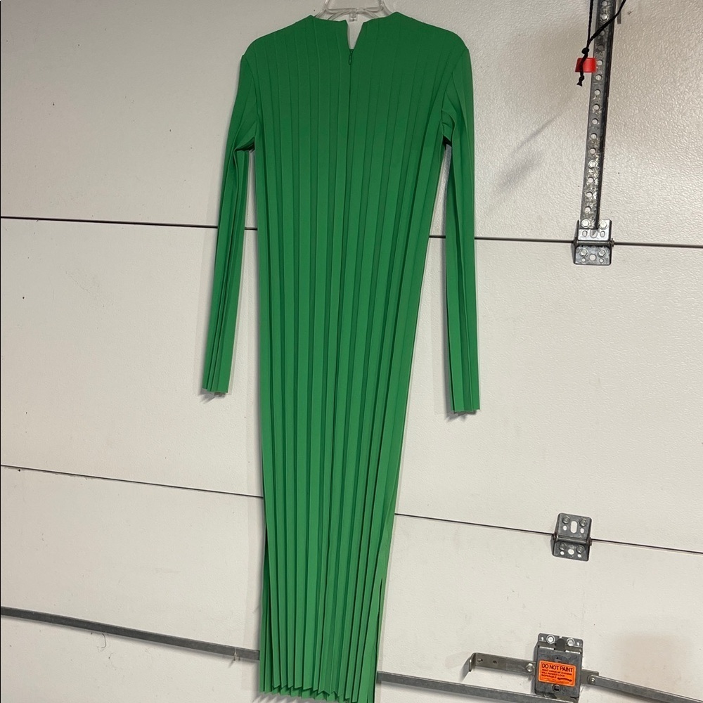 A.W.A.K.E. MODE GREEN PLEATED MIDI DRESS FR 34/ US XS - Picture 9 of 9